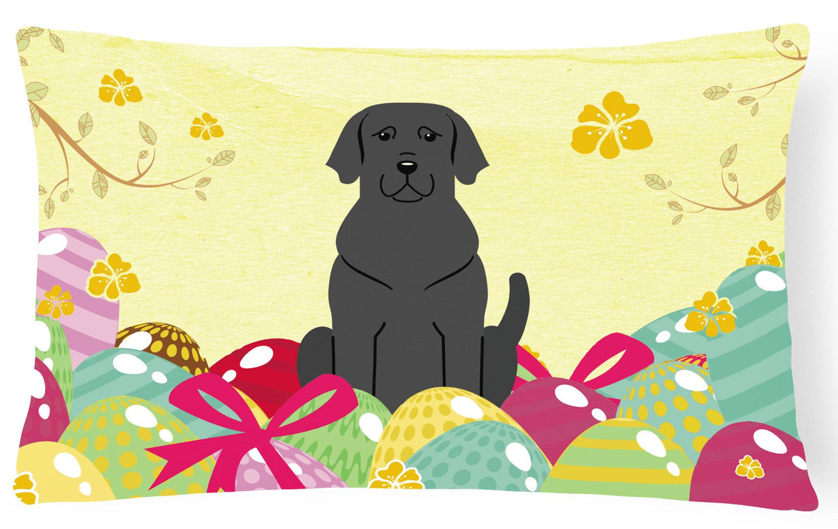Easter Eggs Black Labrador Canvas Fabric Decorative Pillow BB6057PW1216 by Caroline&#39;s Treasures