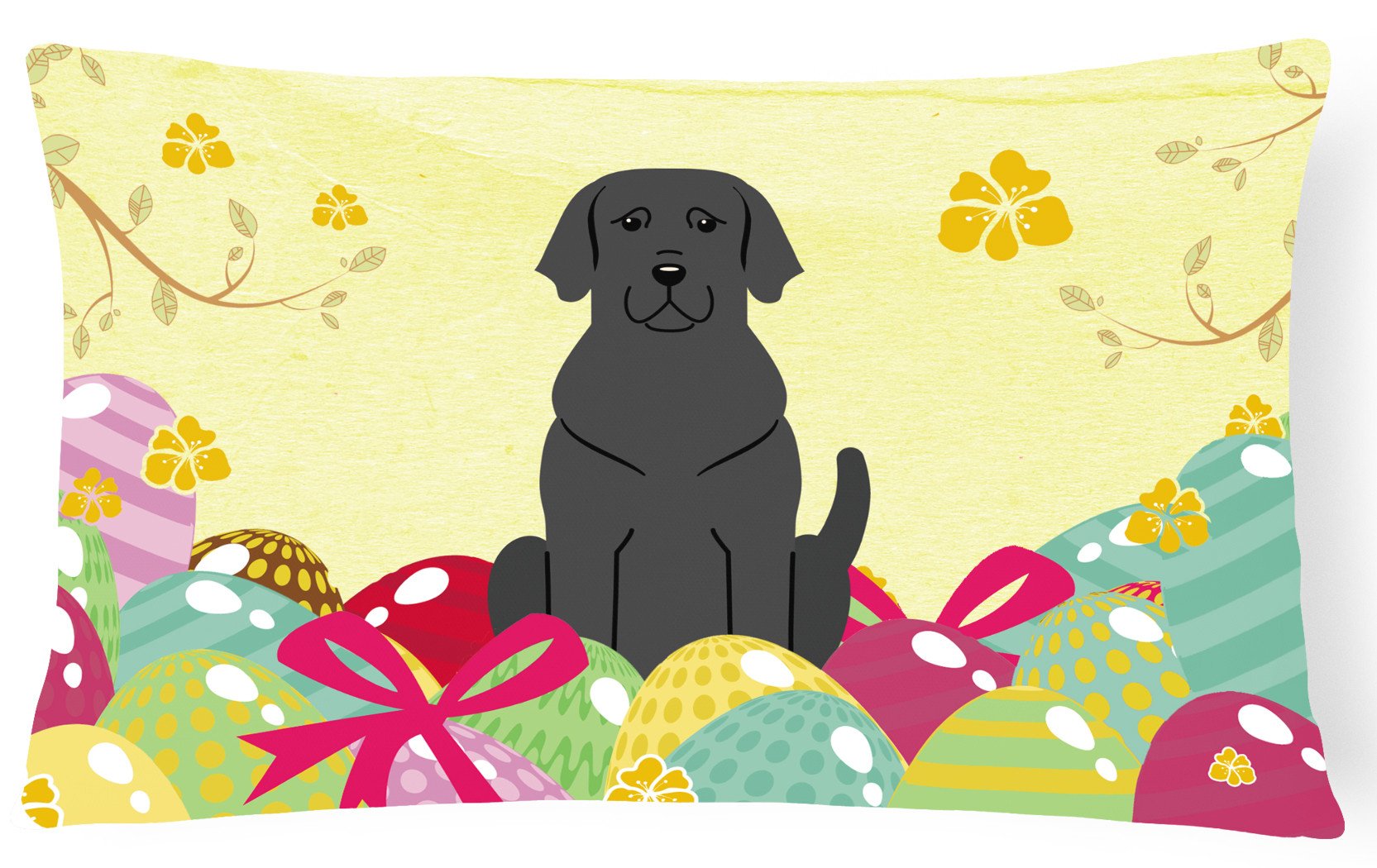 Easter Eggs Black Labrador Canvas Fabric Decorative Pillow BB6057PW1216 by Caroline's Treasures