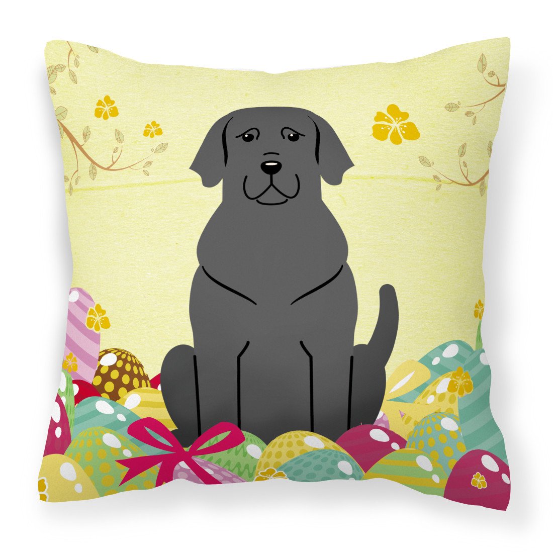 Easter Eggs Black Labrador Fabric Decorative Pillow BB6057PW1818 by Caroline&#39;s Treasures