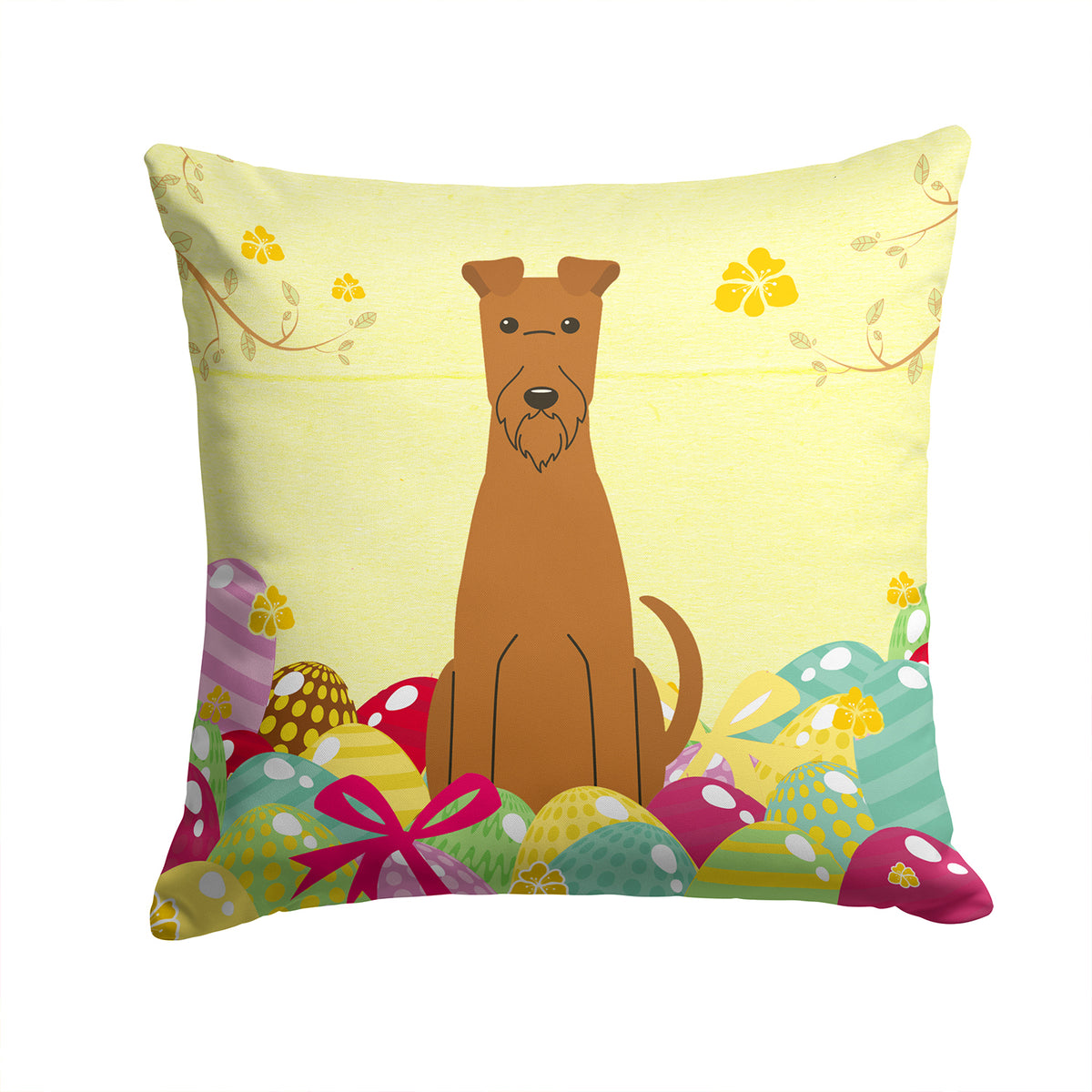 Easter Eggs Irish Terrier Fabric Decorative Pillow BB6062PW1414 - the-store.com