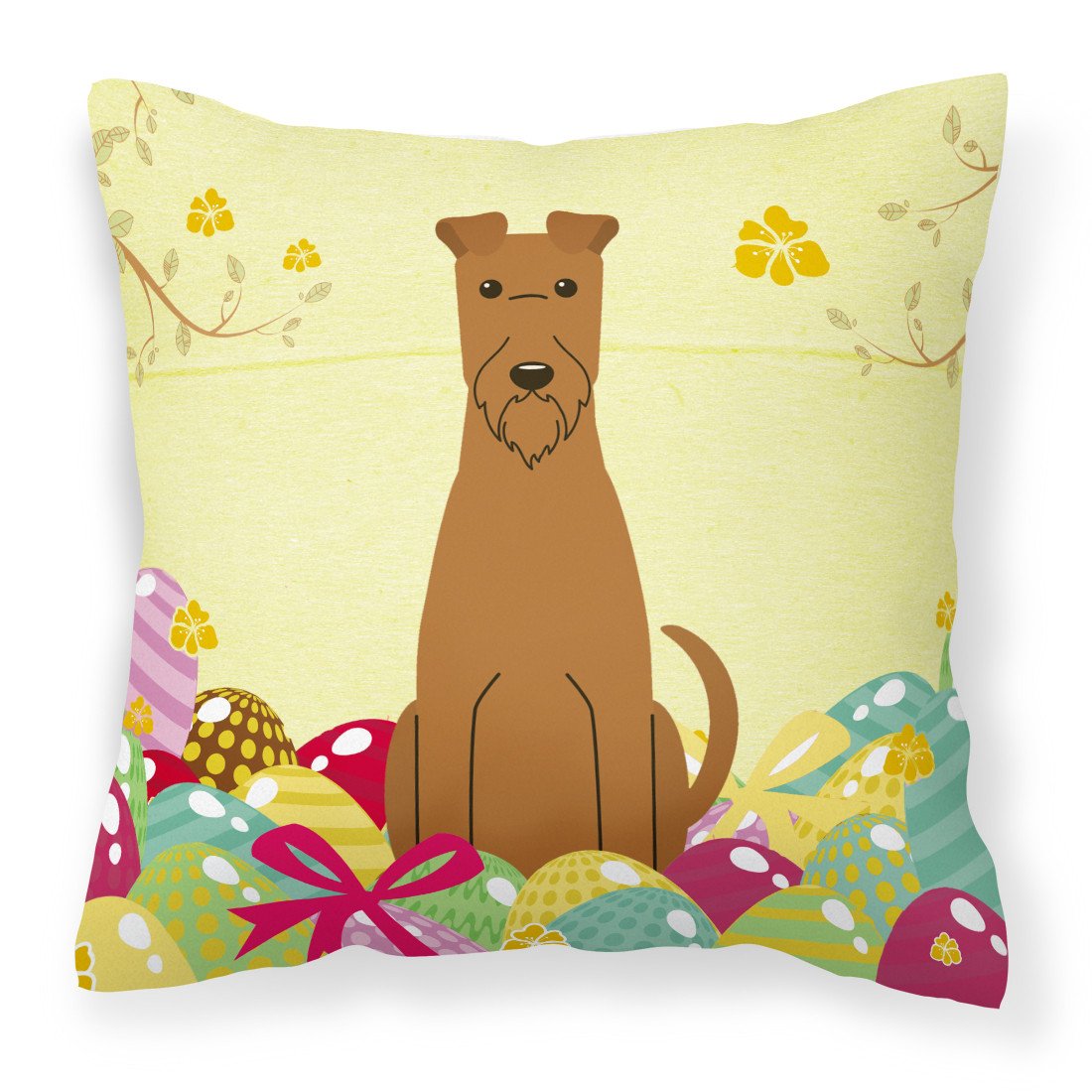 Easter Eggs Irish Terrier Fabric Decorative Pillow BB6062PW1818 by Caroline&#39;s Treasures