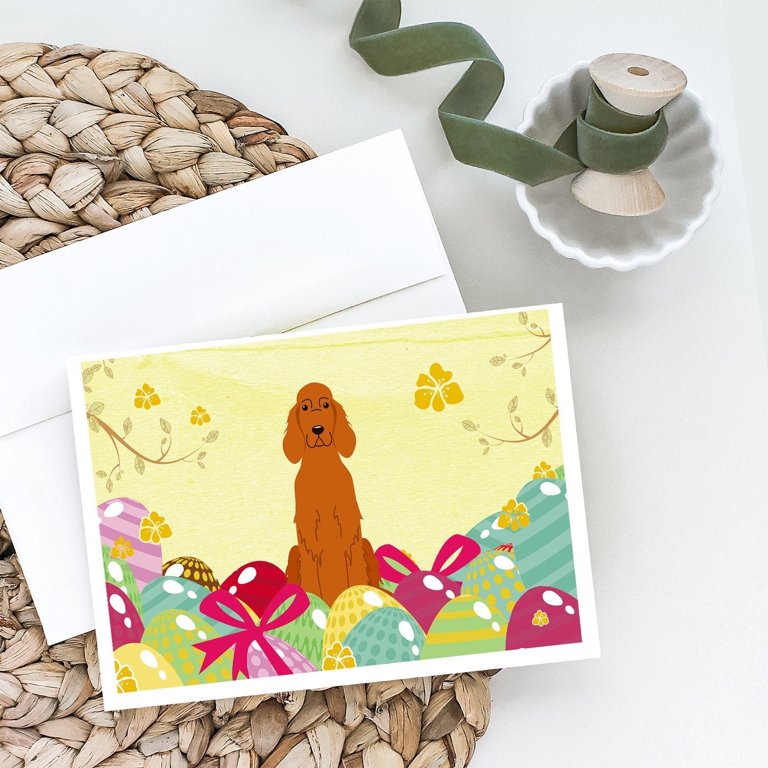 Easter Eggs Irish Setter Greeting Cards and Envelopes Pack of 8 - the-store.com