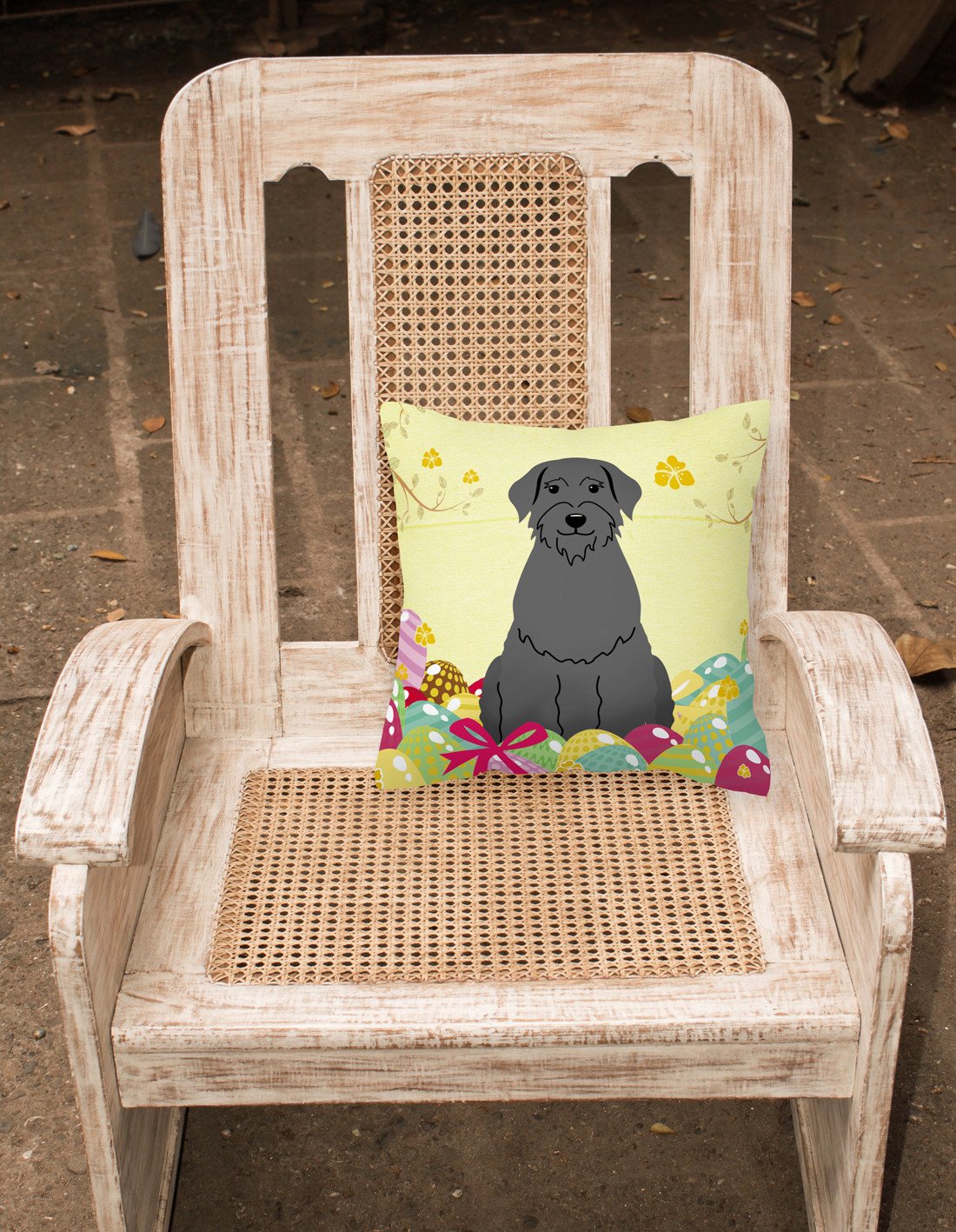 Easter Eggs Giant Schnauzer Fabric Decorative Pillow BB6066PW1818 by Caroline's Treasures