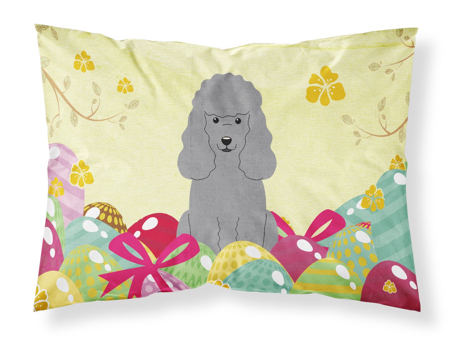 Easter Eggs Poodle Silver Fabric Standard Pillowcase BB6068PILLOWCASE by Caroline's Treasures