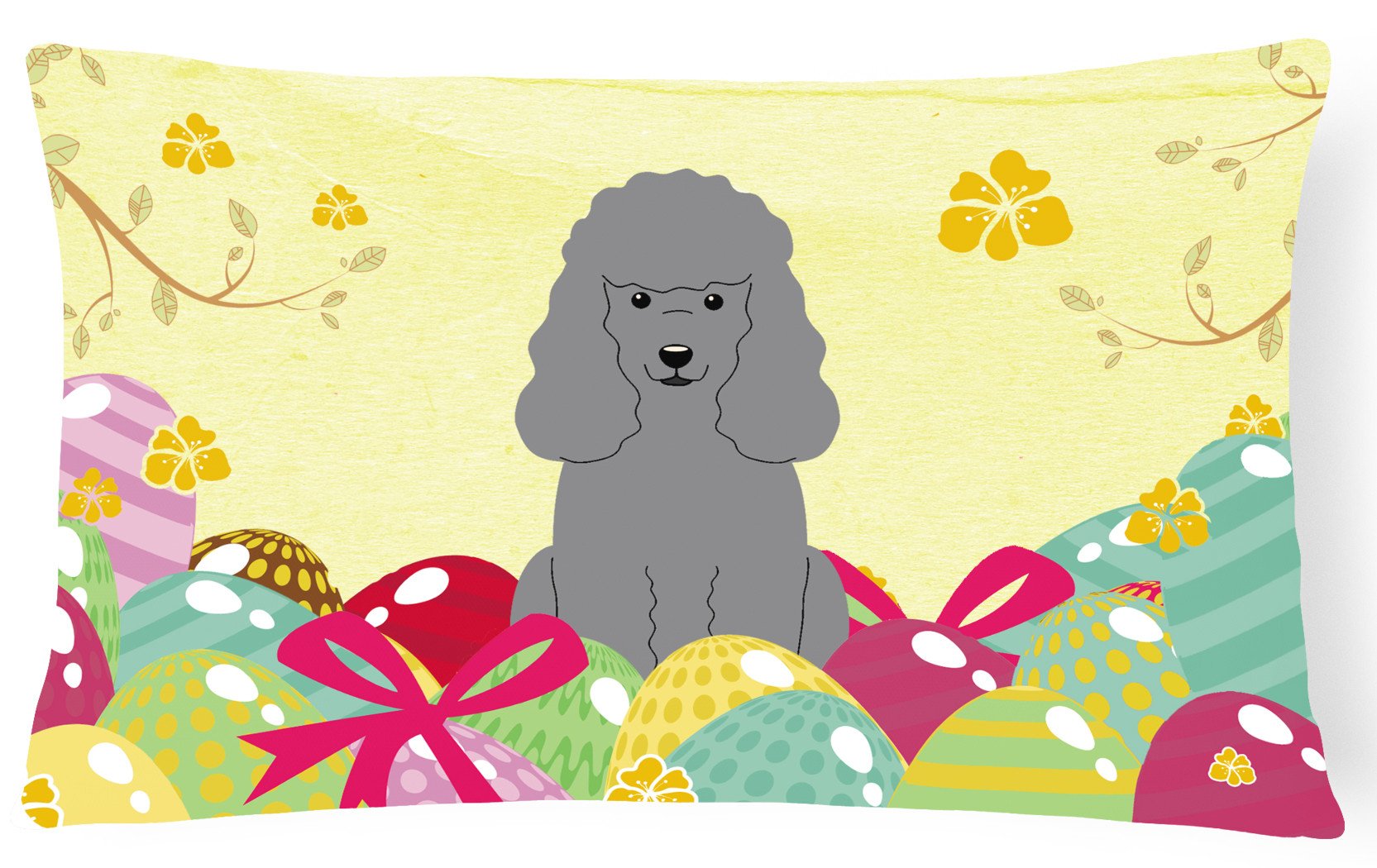 Easter Eggs Poodle Silver Canvas Fabric Decorative Pillow BB6068PW1216 by Caroline's Treasures