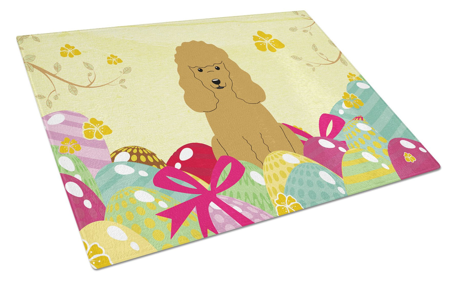 Easter Eggs Poodle Tan Glass Cutting Board Large BB6069LCB by Caroline's Treasures