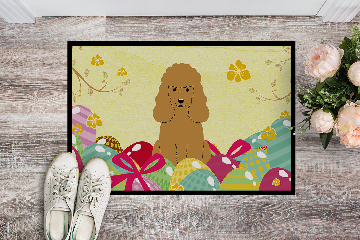 Easter Eggs Poodle Tan Indoor or Outdoor Mat 18x27 BB6069MAT - the-store.com