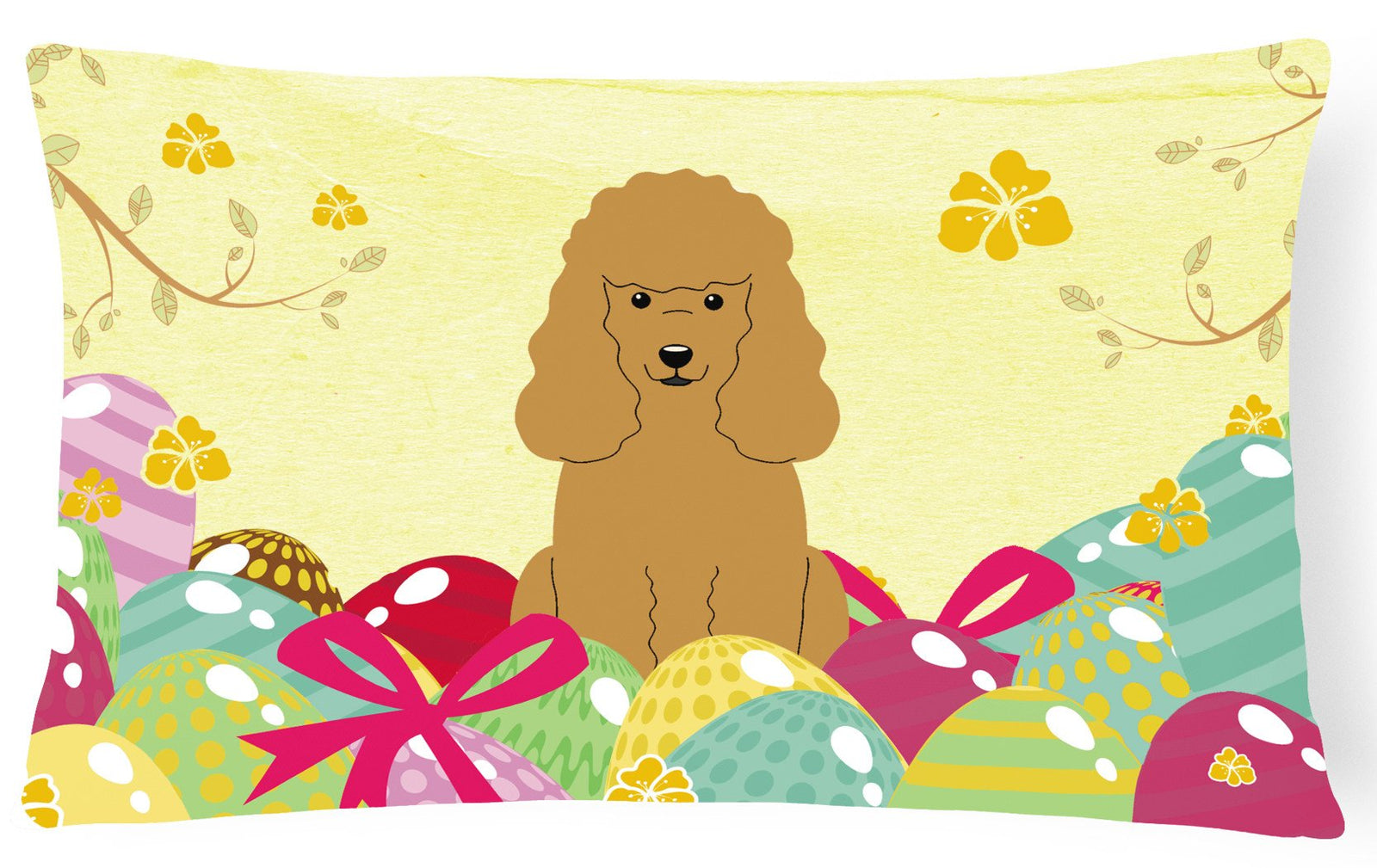 Easter Eggs Poodle Tan Canvas Fabric Decorative Pillow BB6069PW1216 by Caroline's Treasures