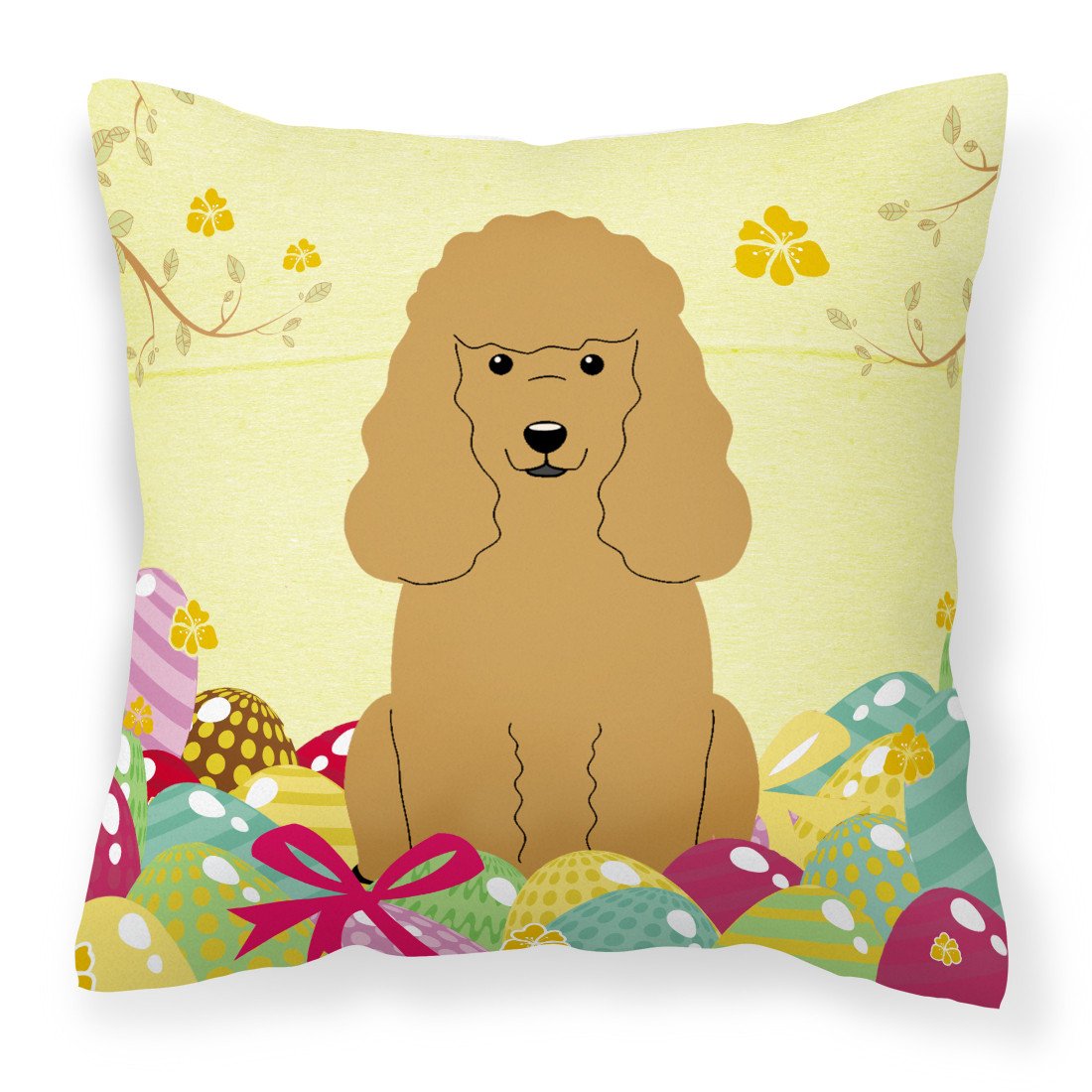 Easter Eggs Poodle Tan Fabric Decorative Pillow BB6069PW1818 by Caroline&#39;s Treasures