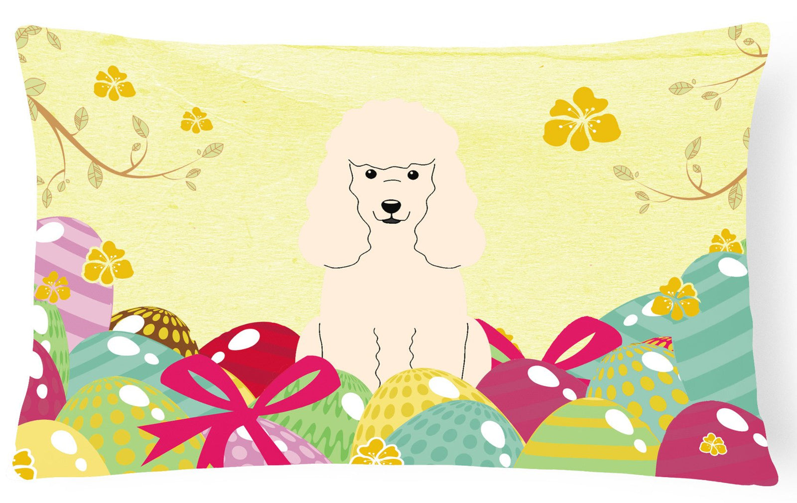 Easter Eggs Poodle White Canvas Fabric Decorative Pillow BB6070PW1216 by Caroline's Treasures