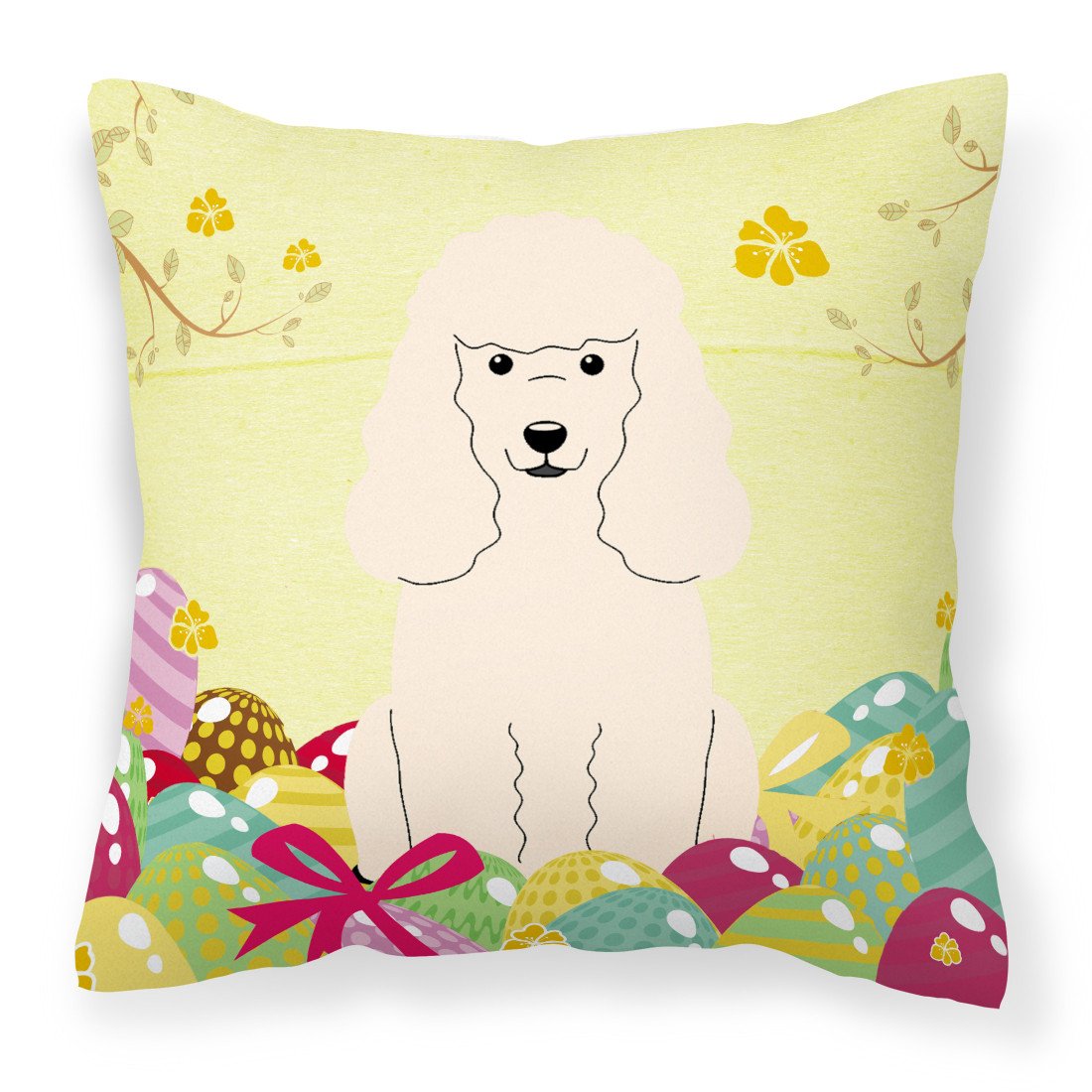 Easter Eggs Poodle White Fabric Decorative Pillow BB6070PW1818 by Caroline's Treasures