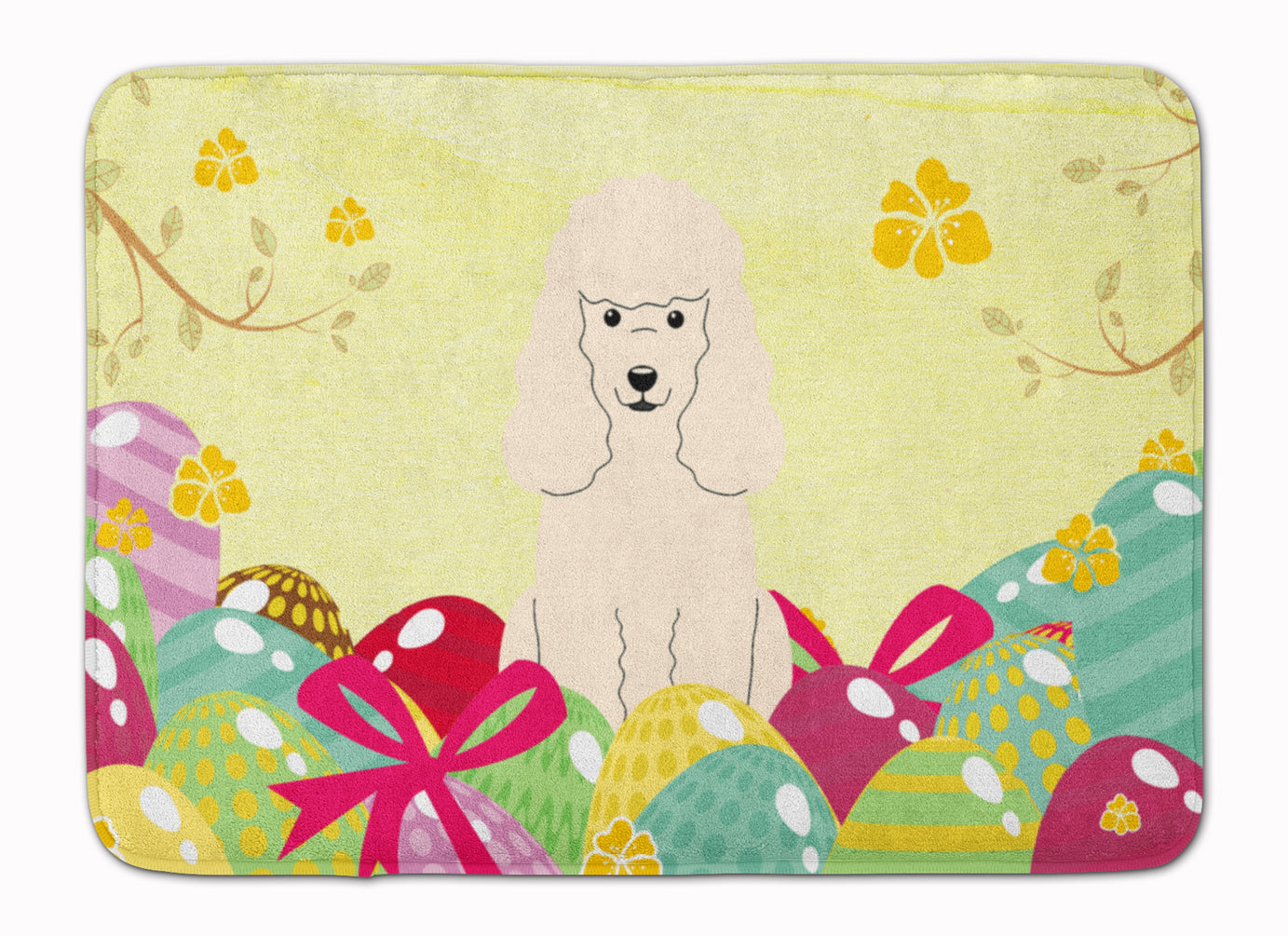 Easter Eggs Poodle White Machine Washable Memory Foam Mat BB6070RUG - the-store.com