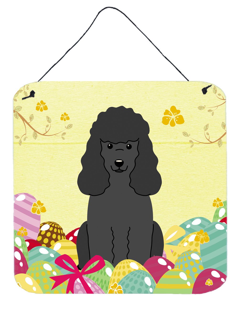 Easter Eggs Poodle Black Wall or Door Hanging Prints BB6071DS66 by Caroline&#39;s Treasures