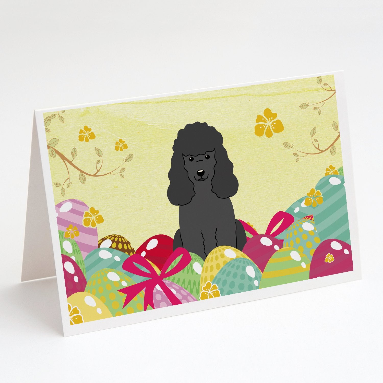 Buy this Easter Eggs Poodle Black Greeting Cards and Envelopes Pack of 8