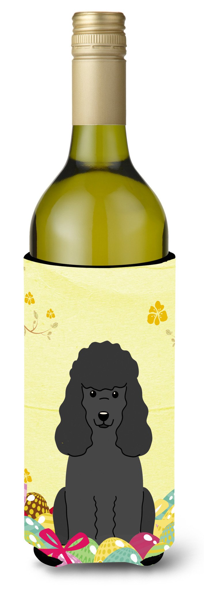 Easter Eggs Poodle Black Wine Bottle Beverge Insulator Hugger BB6071LITERK by Caroline&#39;s Treasures