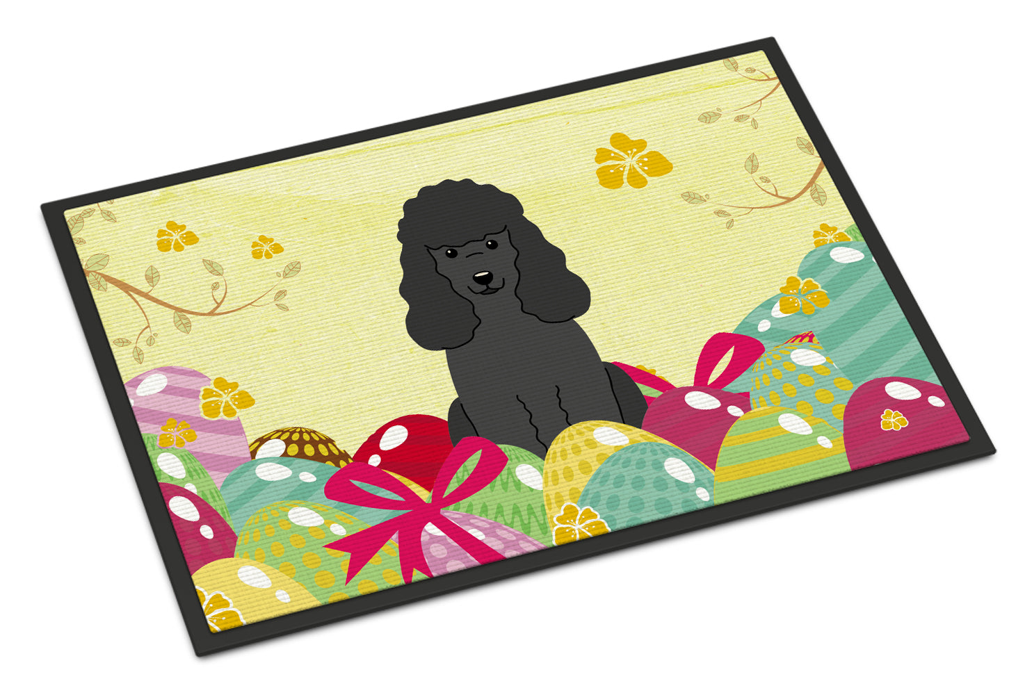 Easter Eggs Poodle Black Indoor or Outdoor Mat 18x27 BB6071MAT - the-store.com