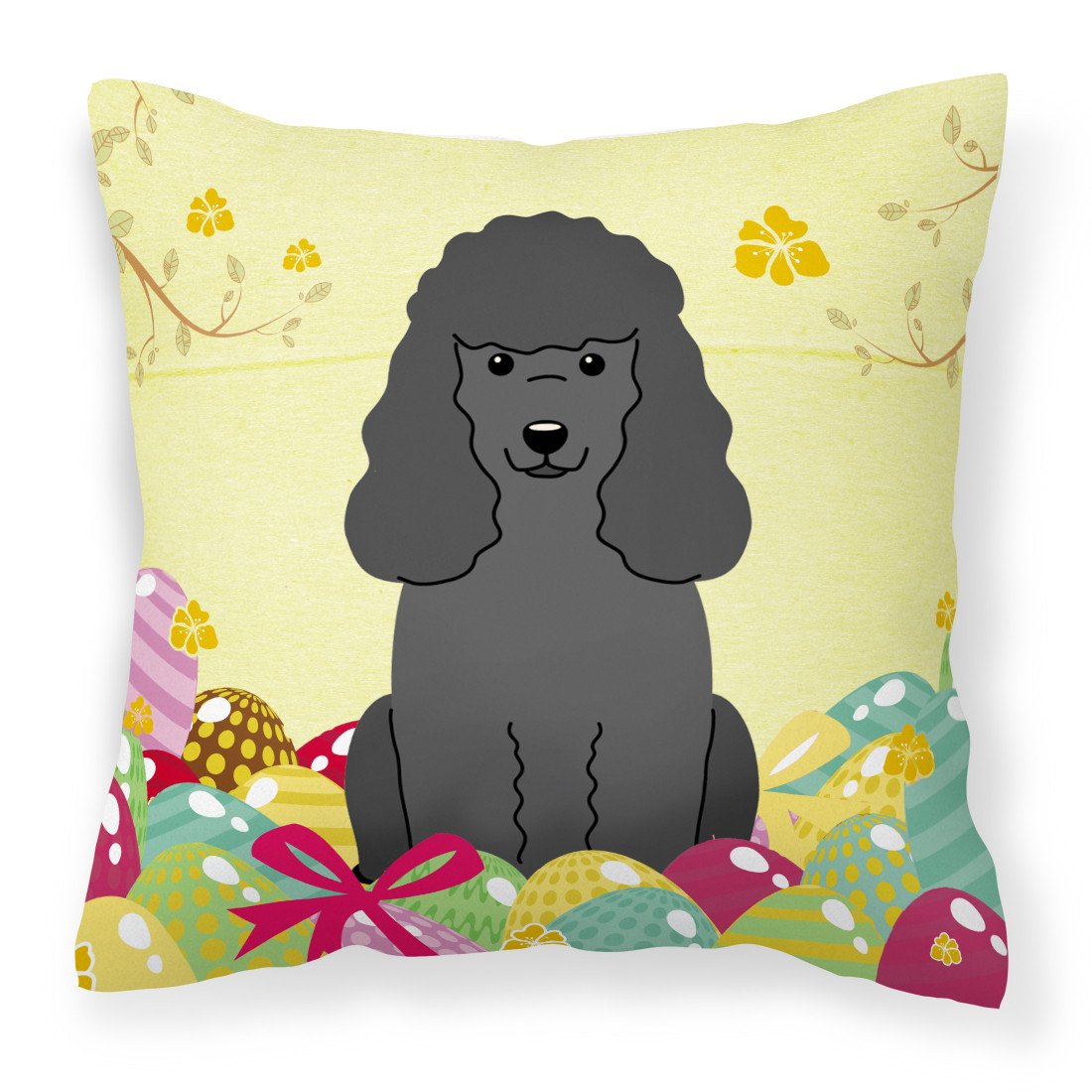 Easter Eggs Poodle Black Fabric Decorative Pillow BB6071PW1818 by Caroline&#39;s Treasures