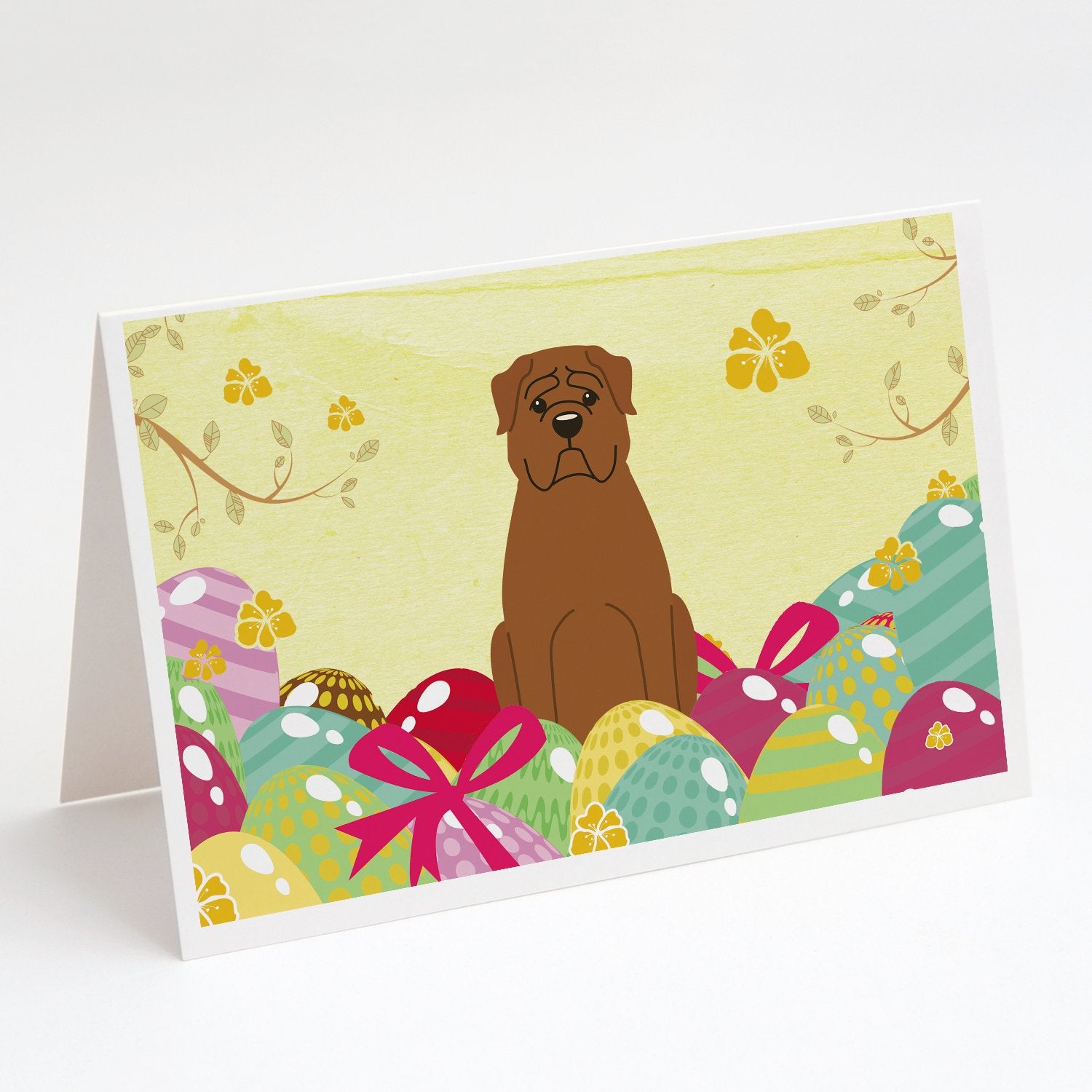 Buy this Easter Eggs Dogue de Bourdeaux Greeting Cards and Envelopes Pack of 8