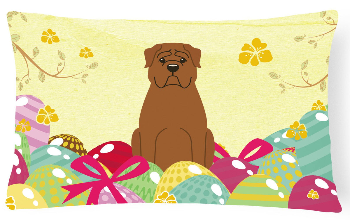 Easter Eggs Dogue de Bourdeaux Canvas Fabric Decorative Pillow BB6073PW1216 by Caroline&#39;s Treasures