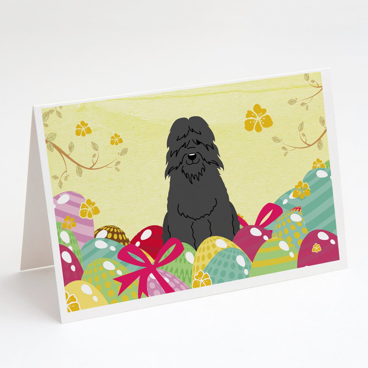 Buy this Easter Eggs Bouvier des Flandres Greeting Cards and Envelopes Pack of 8