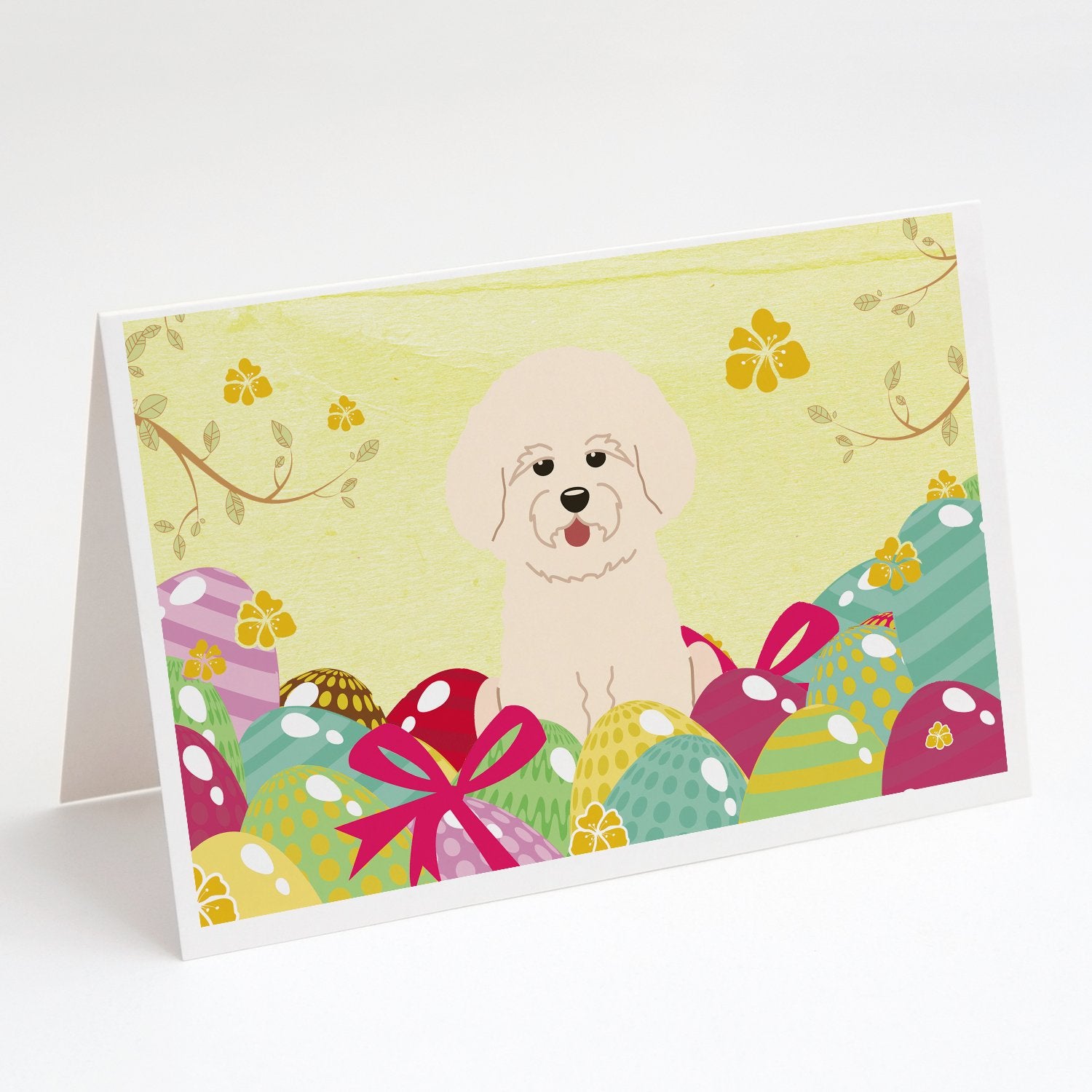 Buy this Easter Eggs Bichon Frise Greeting Cards and Envelopes Pack of 8