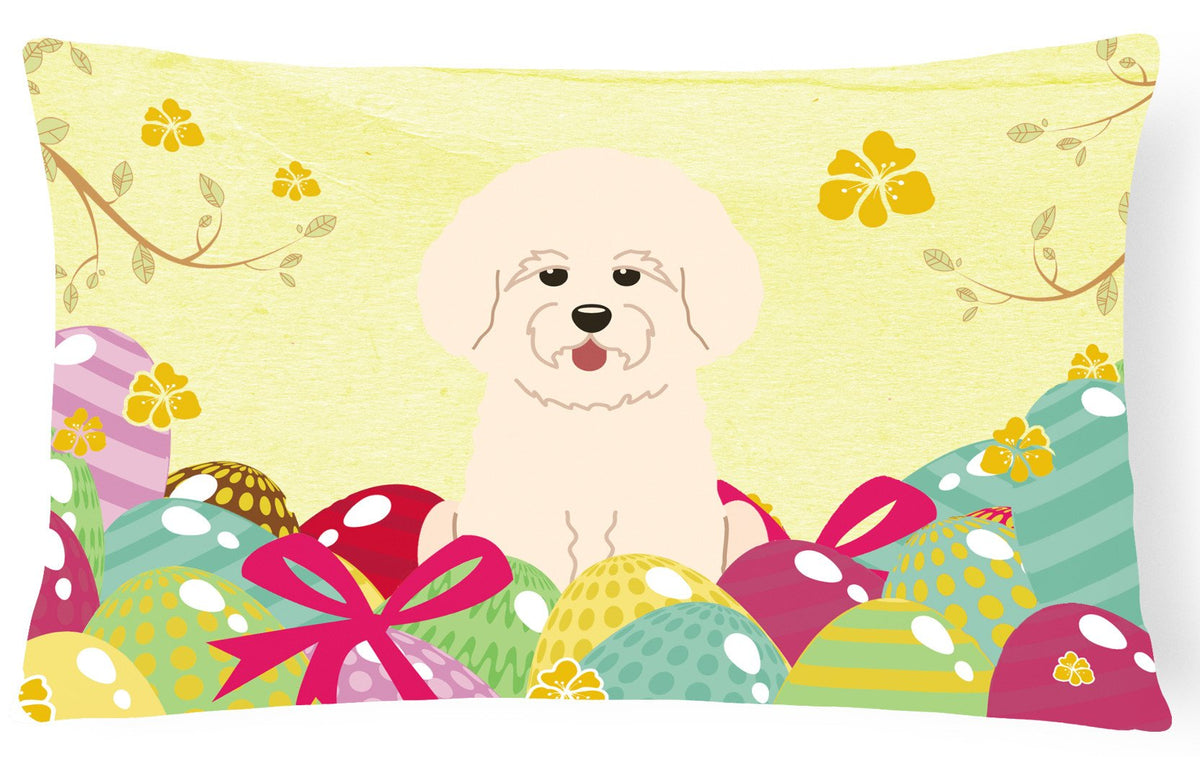 Easter Eggs Bichon Frise Canvas Fabric Decorative Pillow BB6075PW1216 by Caroline&#39;s Treasures