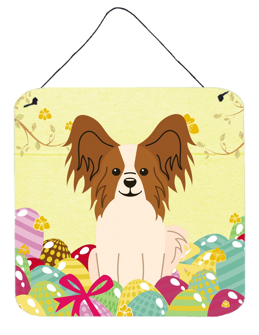 Easter Eggs Papillon Red White Wall or Door Hanging Prints BB6078DS66 by Caroline's Treasures