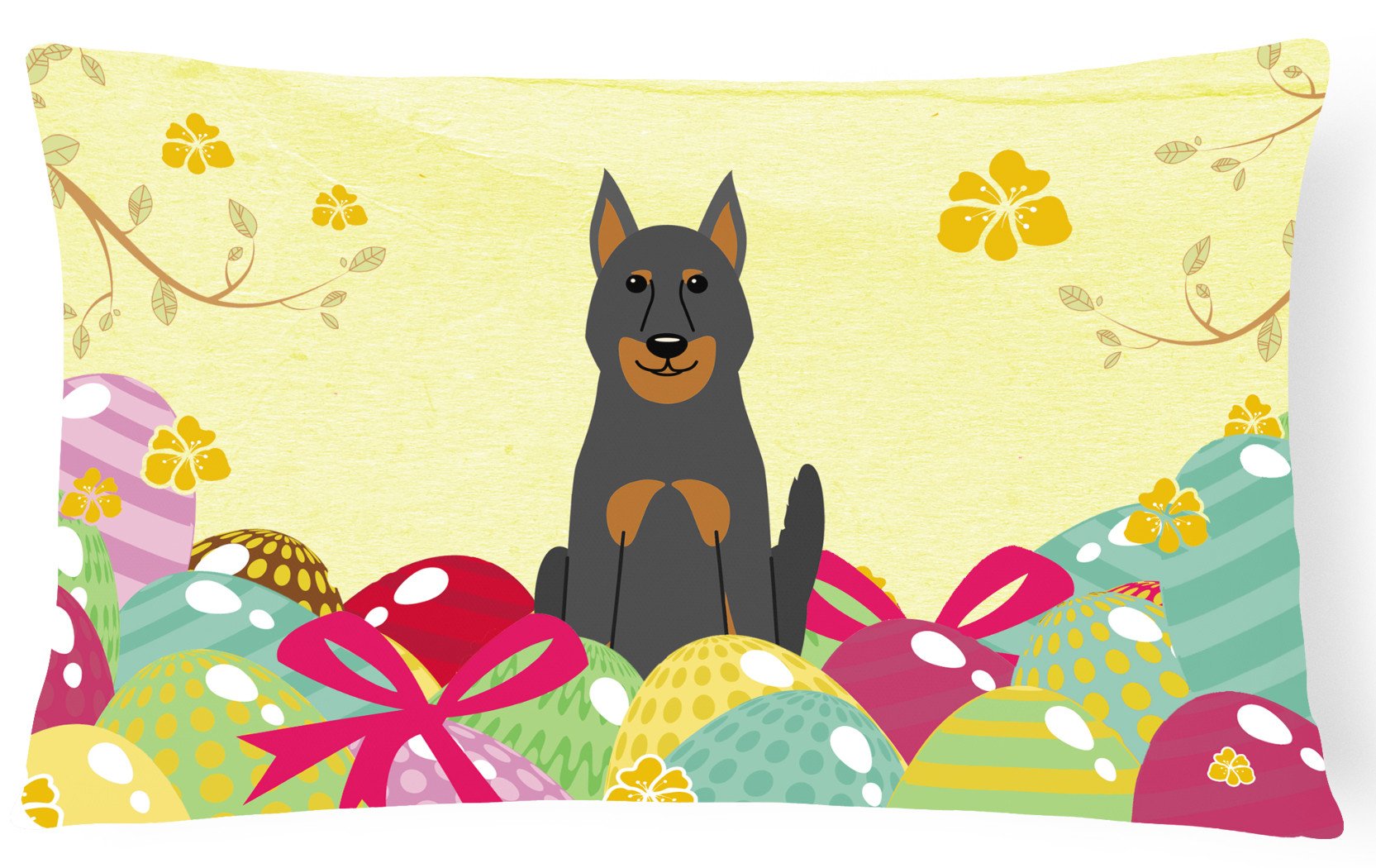 Easter Eggs Beauce Shepherd Dog Canvas Fabric Decorative Pillow BB6080PW1216 by Caroline's Treasures