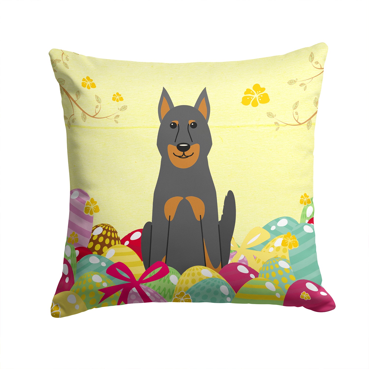 Easter Eggs Beauce Shepherd Dog Fabric Decorative Pillow BB6080PW1414 - the-store.com