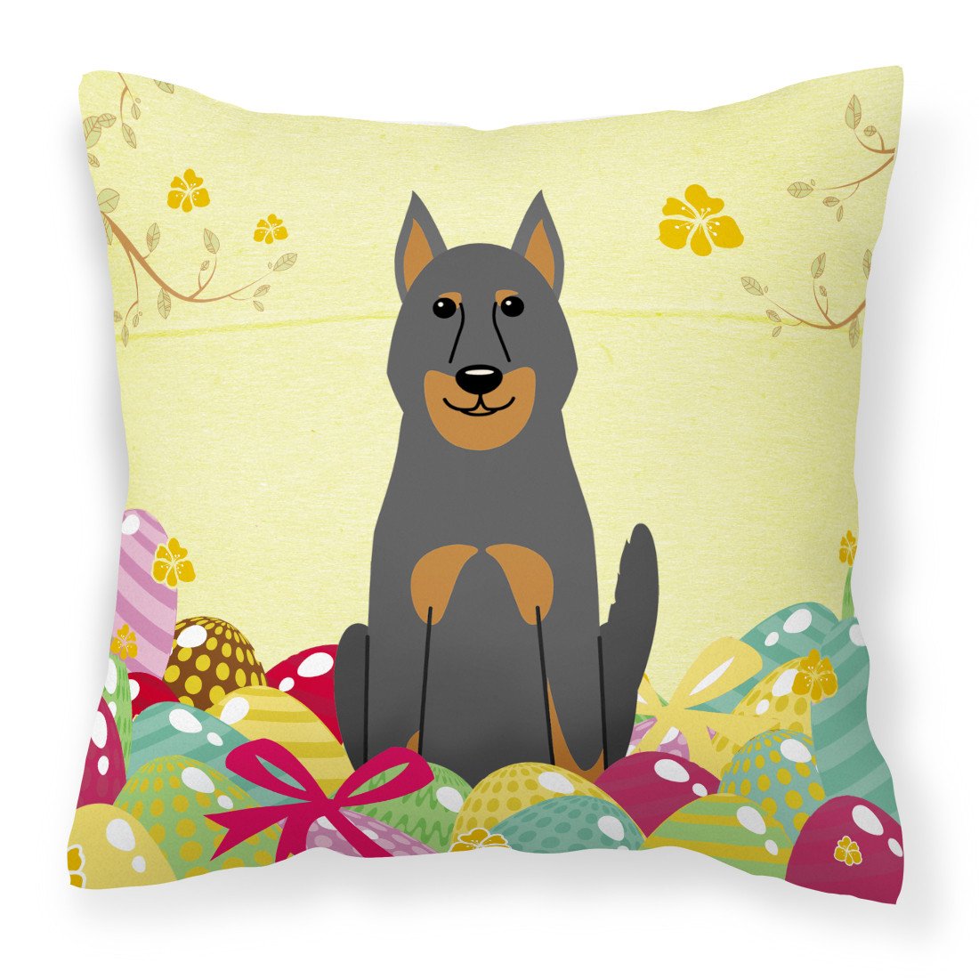 Easter Eggs Beauce Shepherd Dog Fabric Decorative Pillow BB6080PW1818 by Caroline&#39;s Treasures