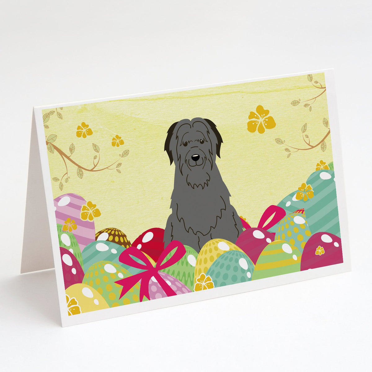 Buy this Easter Eggs Briard Black Greeting Cards and Envelopes Pack of 8