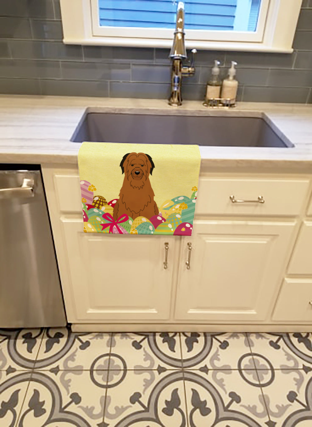 Easter Eggs Briard Brown Kitchen Towel BB6082KTWL - the-store.com