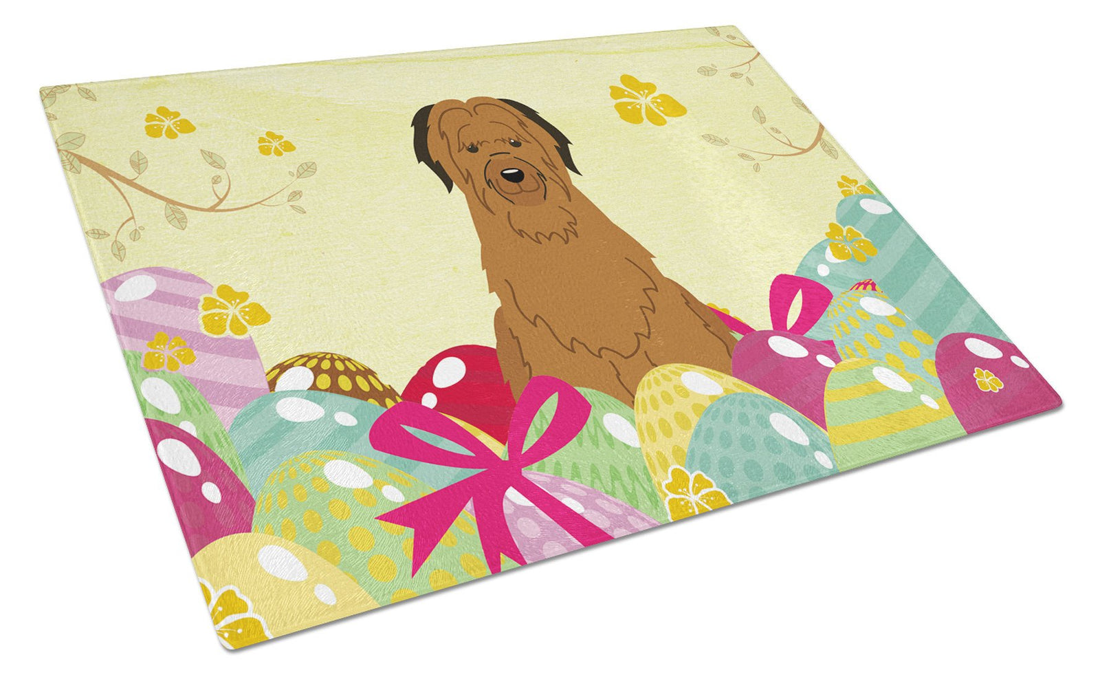 Easter Eggs Briard Brown Glass Cutting Board Large BB6082LCB by Caroline's Treasures