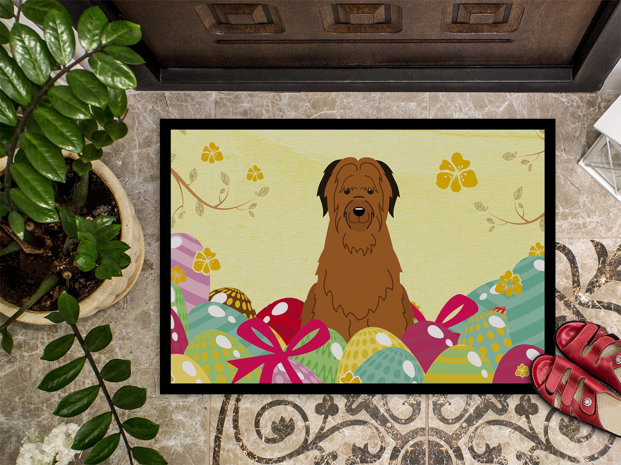 Easter Eggs Briard Brown Indoor or Outdoor Mat 18x27 BB6082MAT - the-store.com