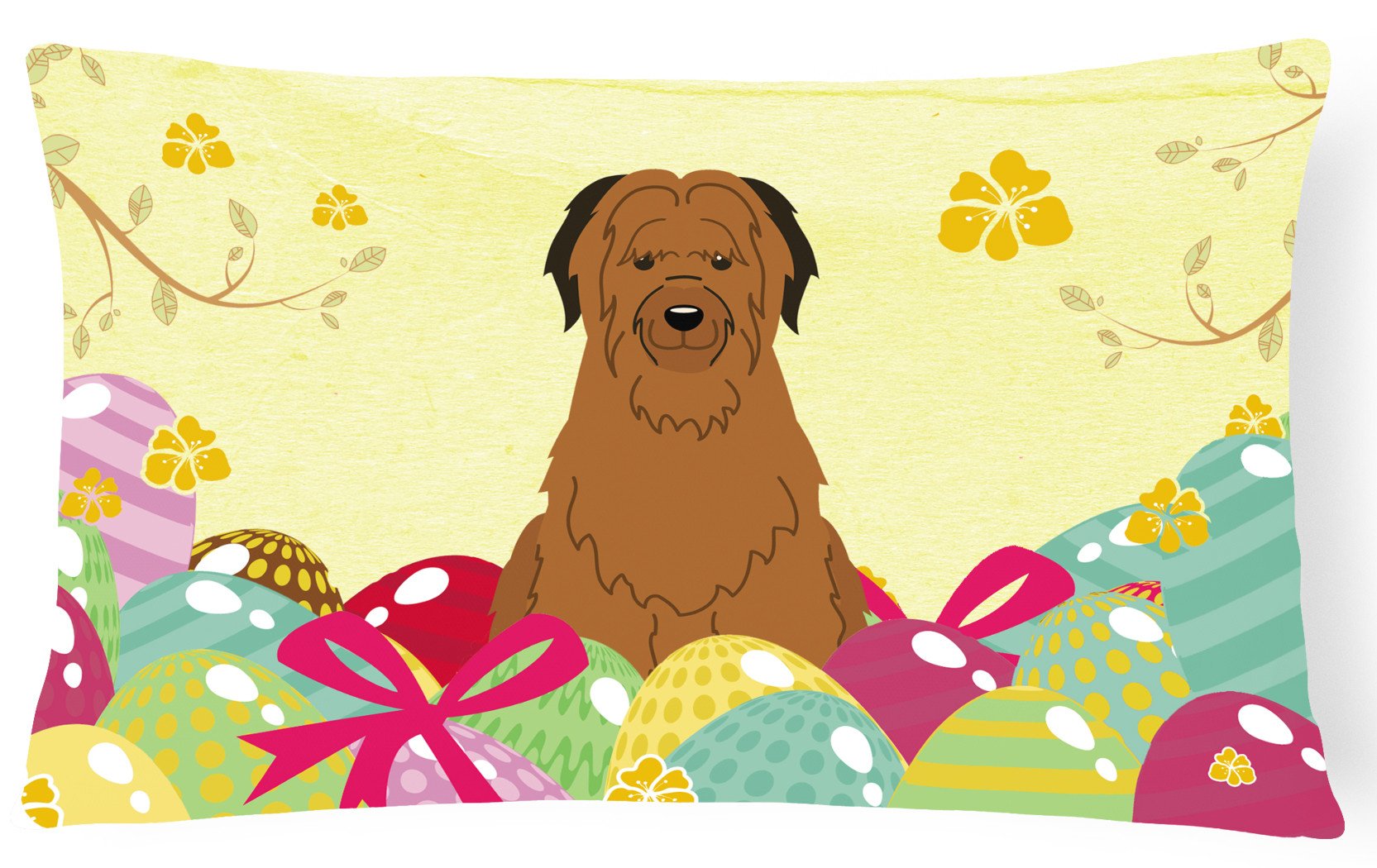 Easter Eggs Briard Brown Canvas Fabric Decorative Pillow BB6082PW1216 by Caroline's Treasures