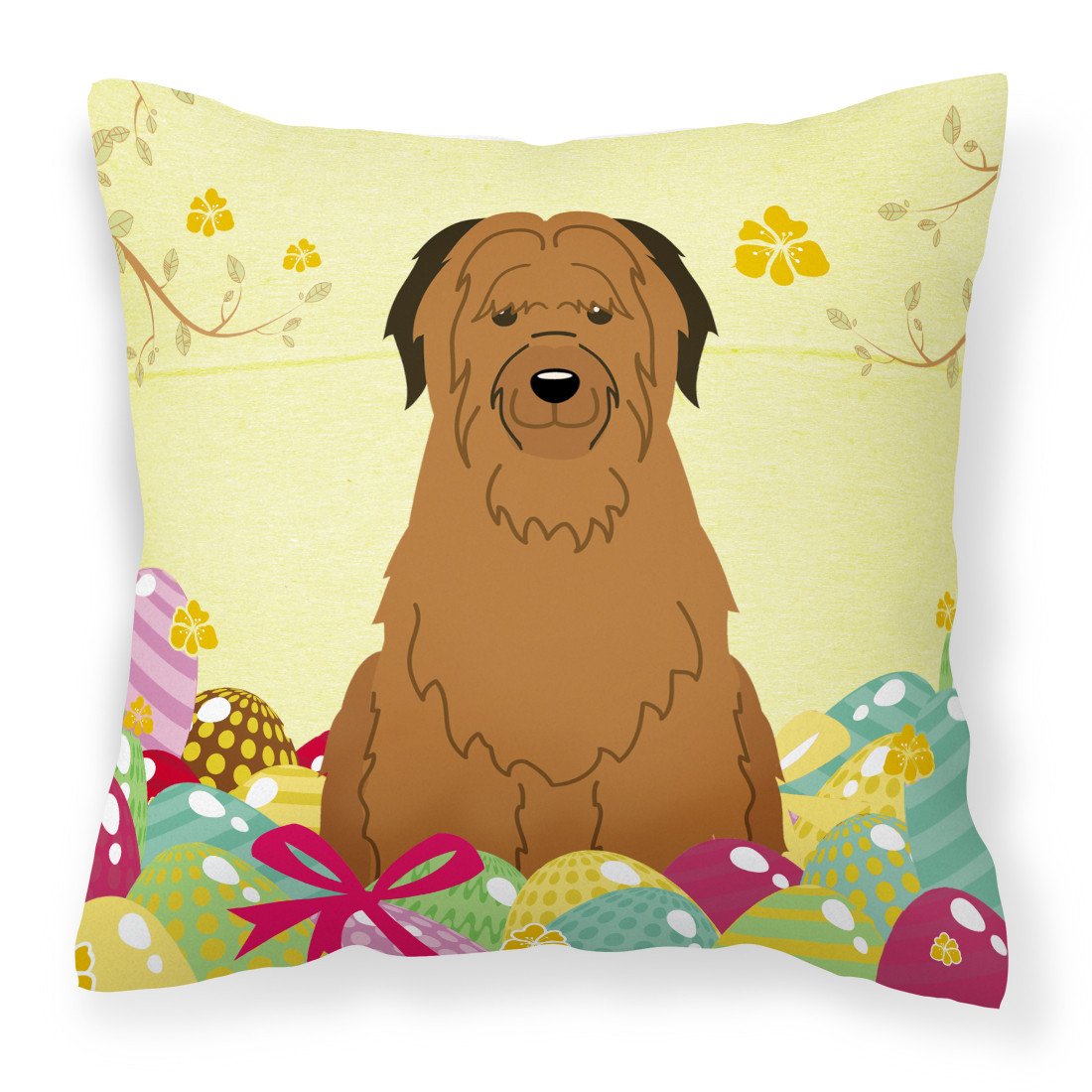 Easter Eggs Briard Brown Fabric Decorative Pillow BB6082PW1818 by Caroline&#39;s Treasures