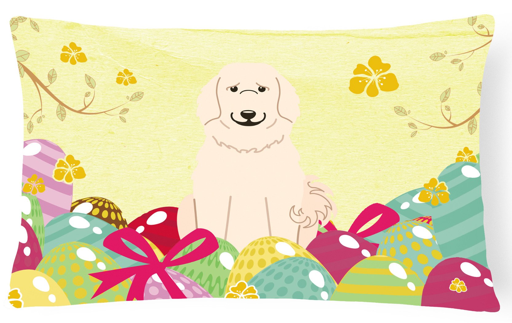 Easter Eggs Great Pyrenese Canvas Fabric Decorative Pillow BB6083PW1216 by Caroline's Treasures