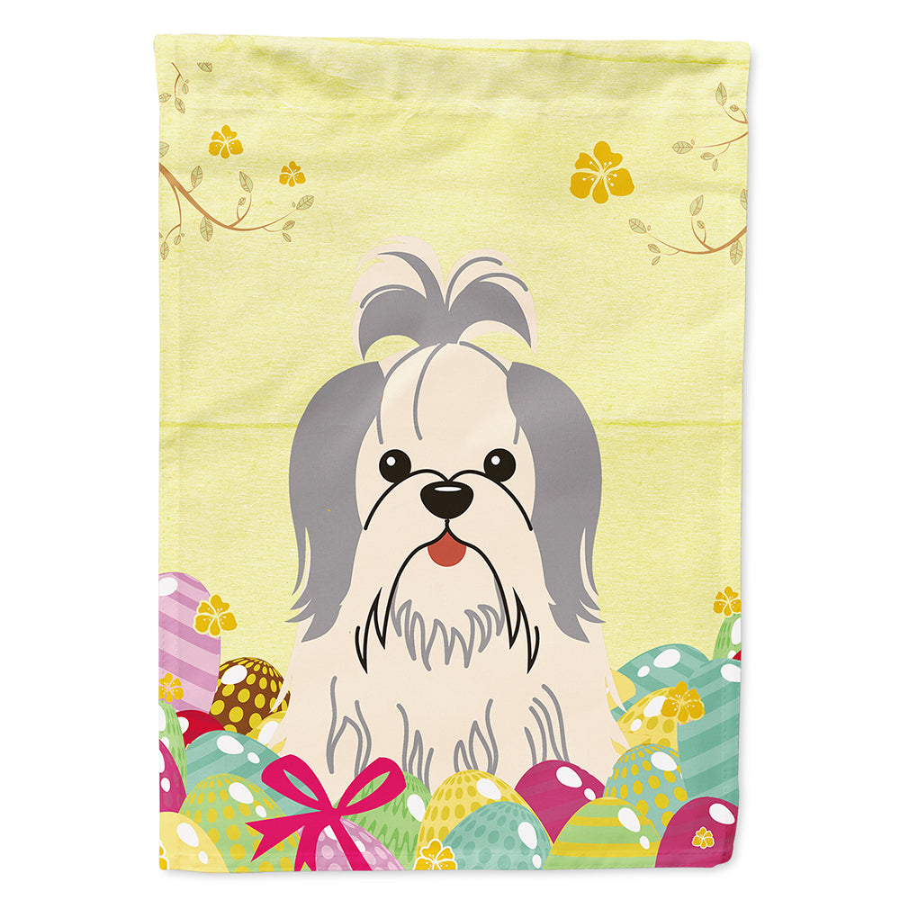 Easter Eggs Shih Tzu Silver White Flag Canvas House Size BB6085CHF  the-store.com.