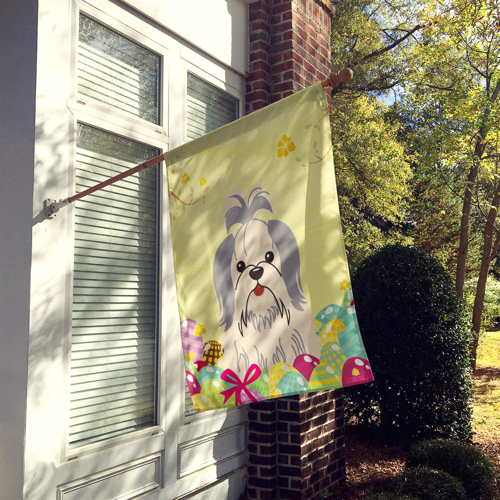 Easter Eggs Shih Tzu Silver White Flag Canvas House Size BB6085CHF  the-store.com.