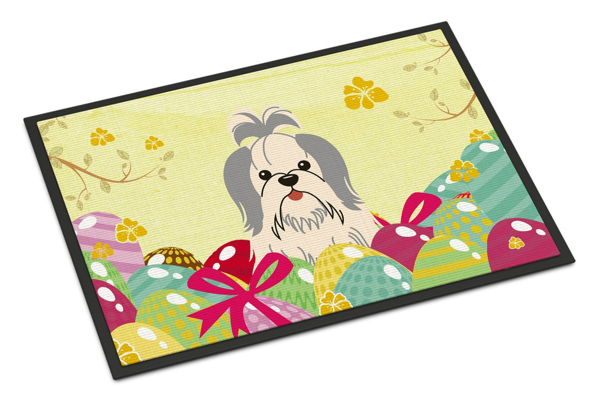 Easter Eggs Shih Tzu Silver White Indoor or Outdoor Mat 24x36 BB6085JMAT by Caroline&#39;s Treasures