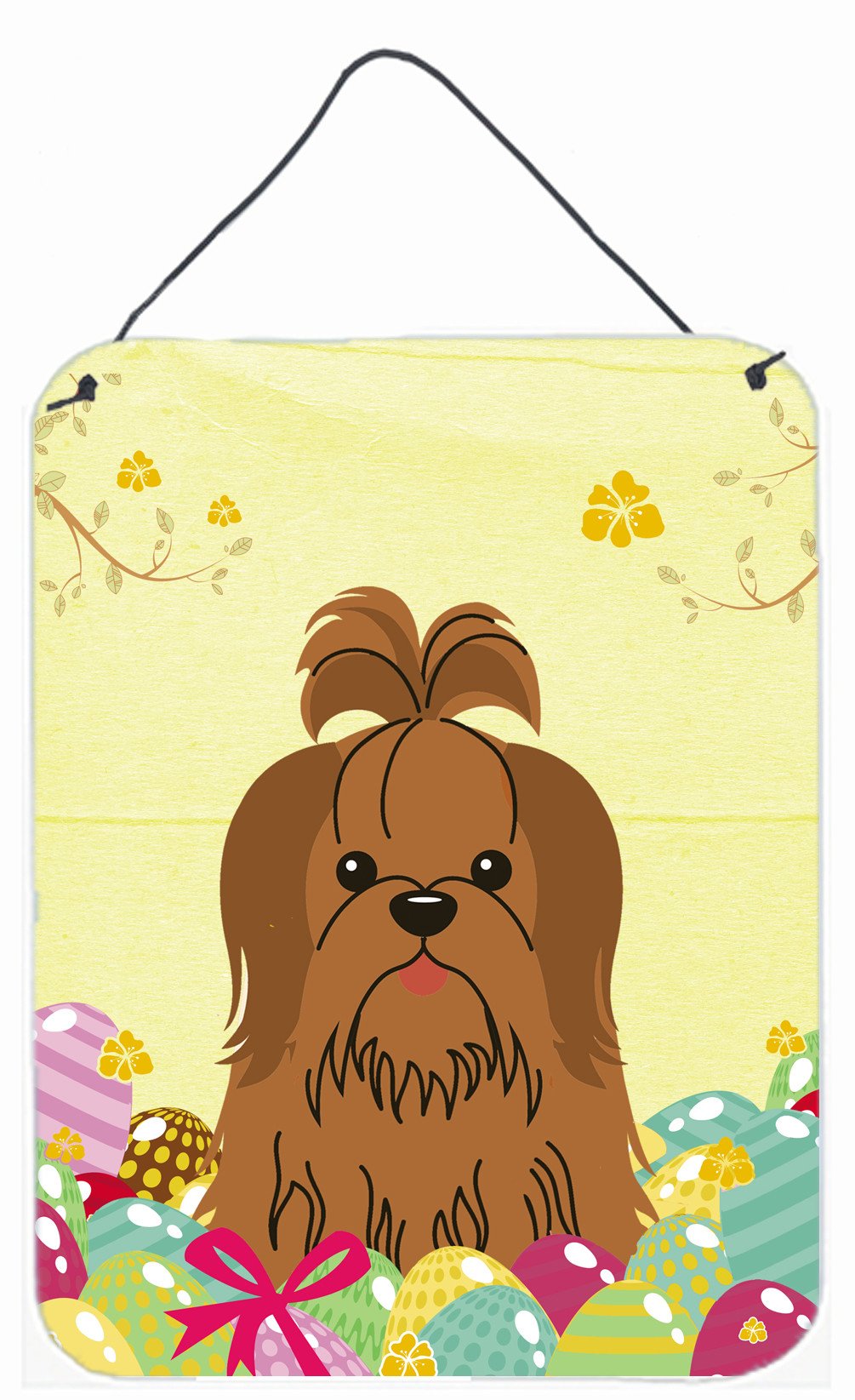Easter Eggs Shih Tzu Silver Chocolate Wall or Door Hanging Prints BB6086DS1216 by Caroline&#39;s Treasures