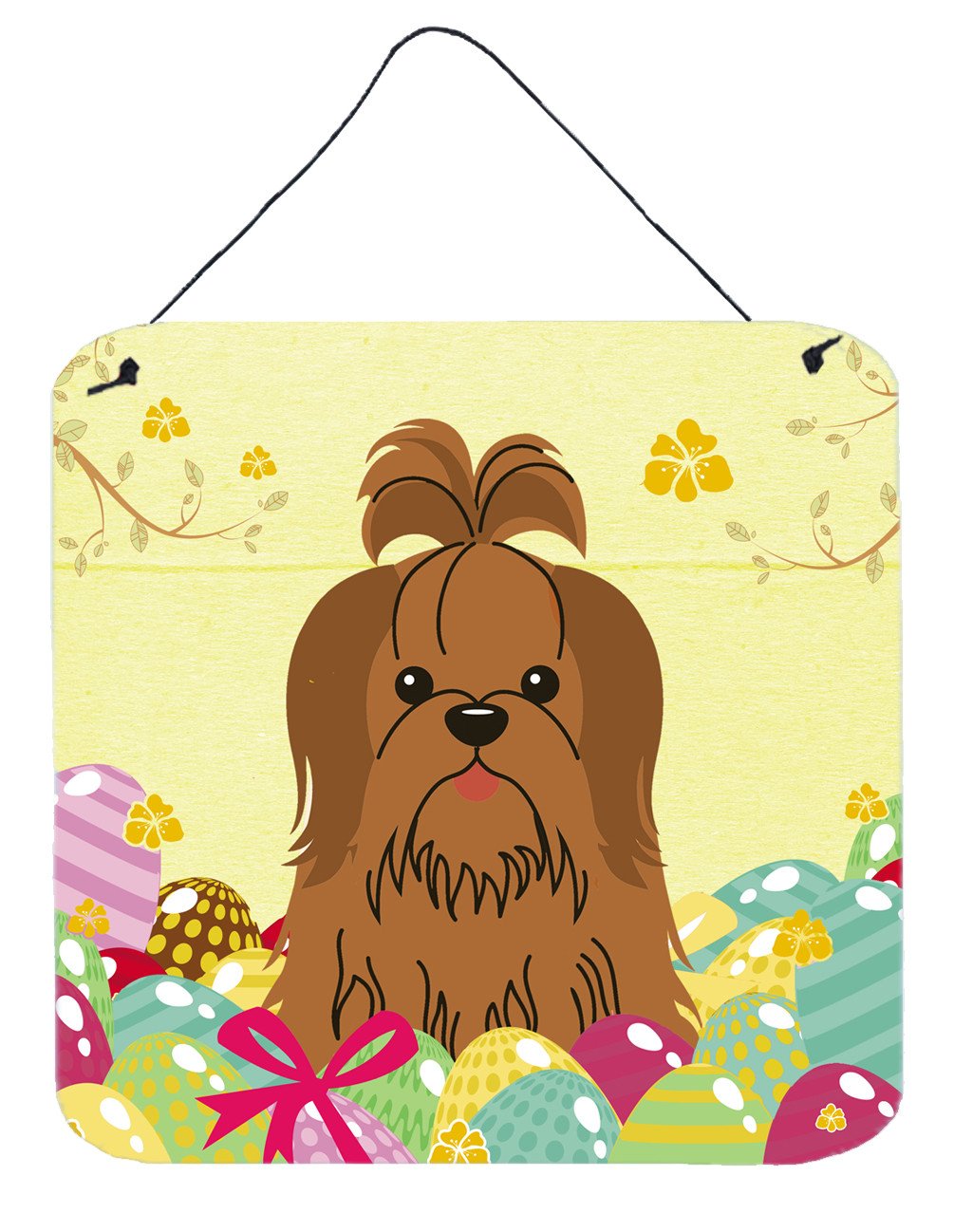 Easter Eggs Shih Tzu Silver Chocolate Wall or Door Hanging Prints BB6086DS66 by Caroline&#39;s Treasures