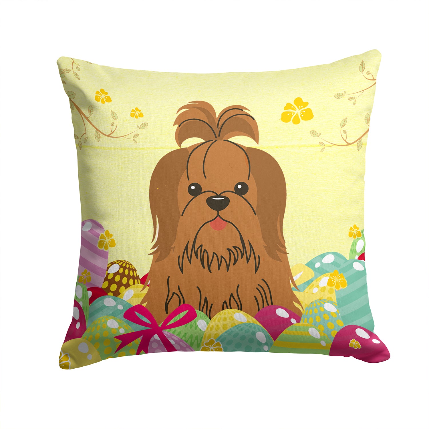 Easter Eggs Shih Tzu Silver Chocolate Fabric Decorative Pillow BB6086PW1414 - the-store.com