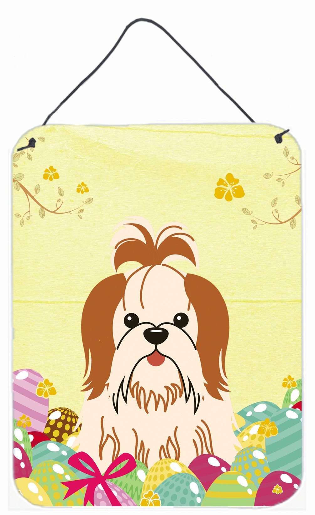 Easter Eggs Shih Tzu Red White Wall or Door Hanging Prints BB6087DS1216 by Caroline&#39;s Treasures