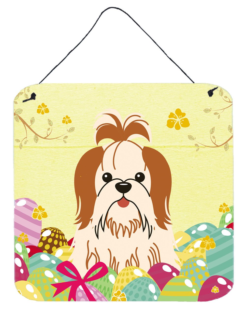 Easter Eggs Shih Tzu Red White Wall or Door Hanging Prints BB6087DS66 by Caroline's Treasures