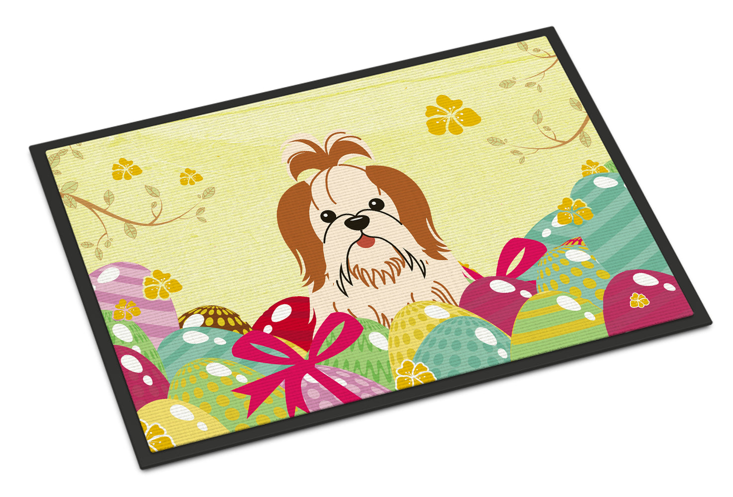 Easter Eggs Shih Tzu Red White Indoor or Outdoor Mat 18x27 BB6087MAT - the-store.com