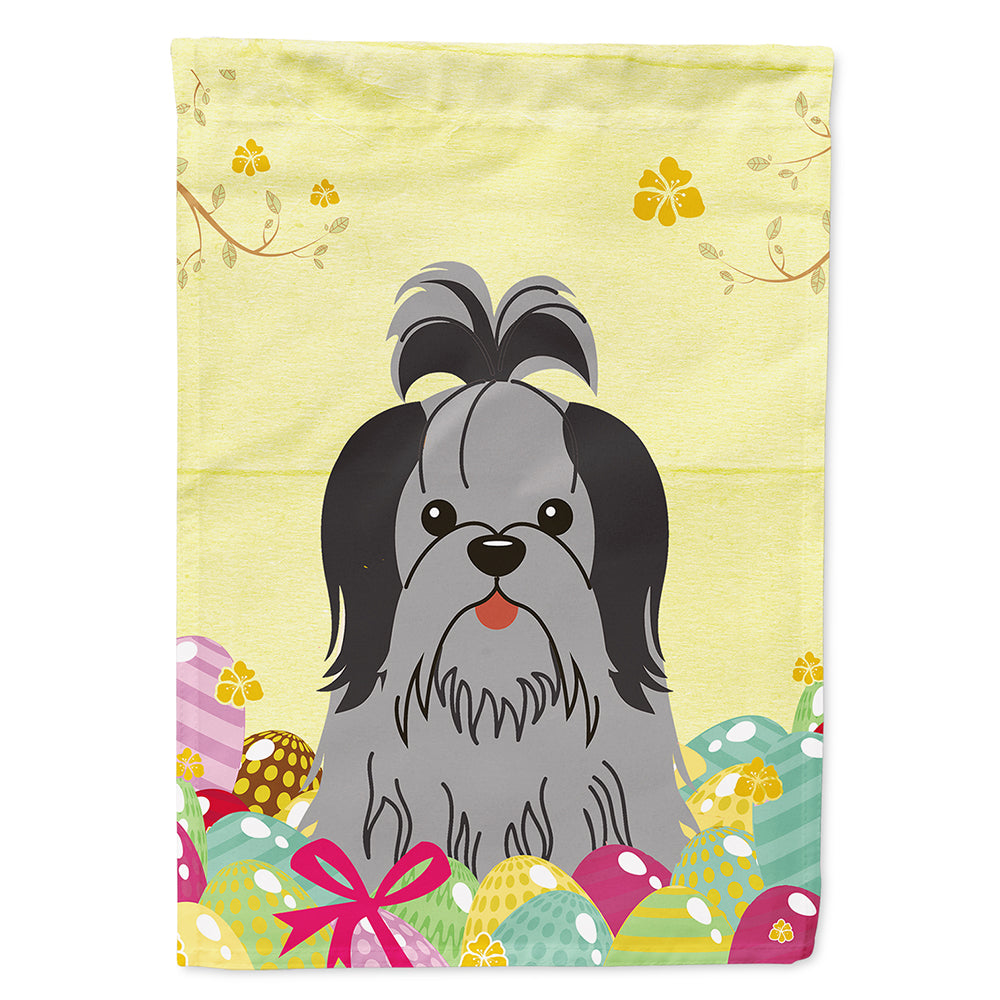 Easter Eggs Shih Tzu Black Silver Flag Canvas House Size BB6089CHF  the-store.com.