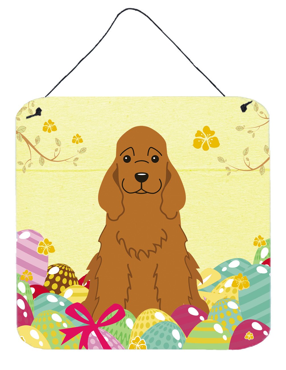 Easter Eggs Cocker Spaniel Red Wall or Door Hanging Prints BB6095DS66 by Caroline's Treasures