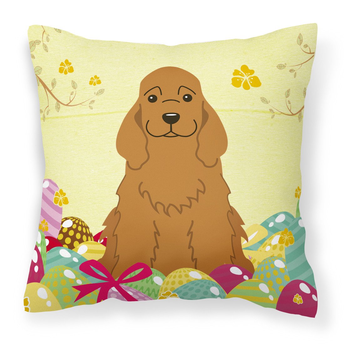 Easter Eggs Cocker Spaniel Red Fabric Decorative Pillow BB6095PW1818 by Caroline&#39;s Treasures