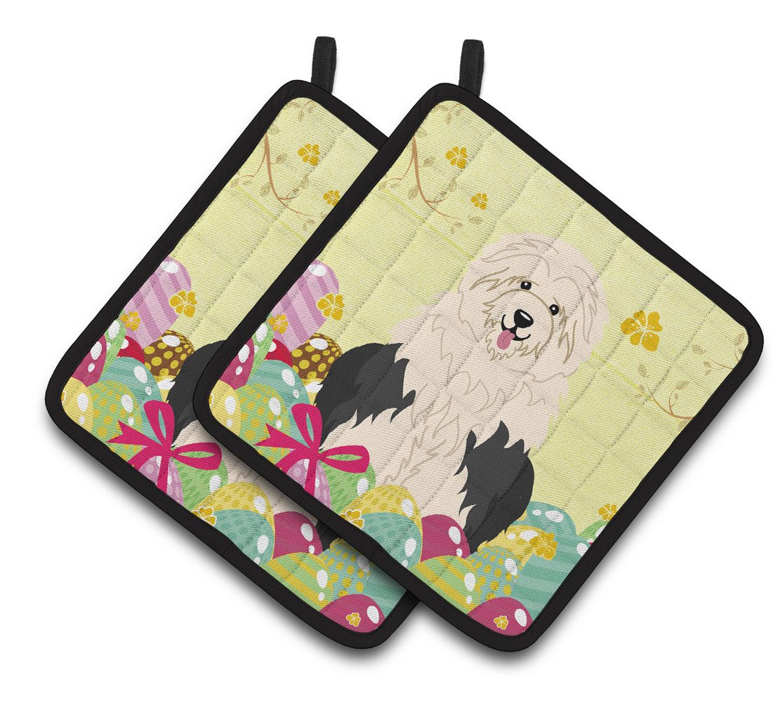 Easter Eggs Old English Sheepdog Pair of Pot Holders BB6096PTHD by Caroline&#39;s Treasures
